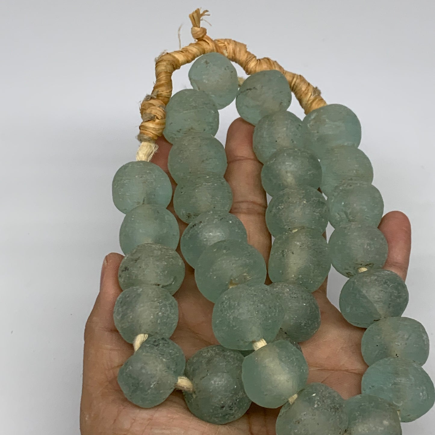 0.83 lbs, 16mm-19mm, 1 Strand, 30 beads, Green/Blue Sea Glass Beads , B35725