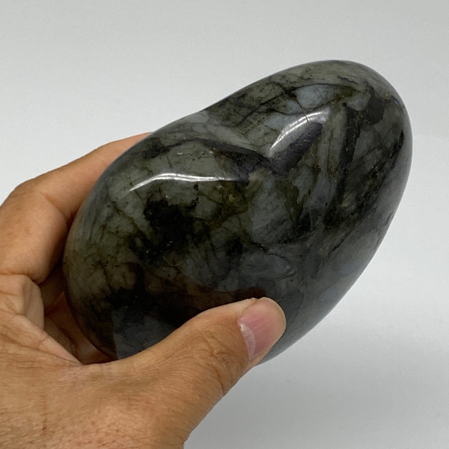 1.45 lbs, 3.9"x4.3"x1.7", Natural Labradorite Heart Polished Crystal, B37236