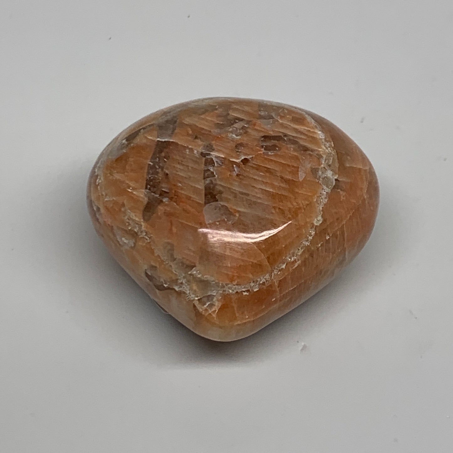 79.4g, 1.8"x1.9"x1.1", Peach Moonstone Heart Crystal Polished, B35016
