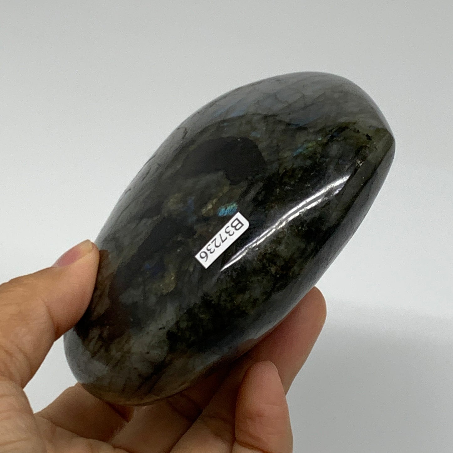 1.45 lbs, 3.9"x4.3"x1.7", Natural Labradorite Heart Polished Crystal, B37236