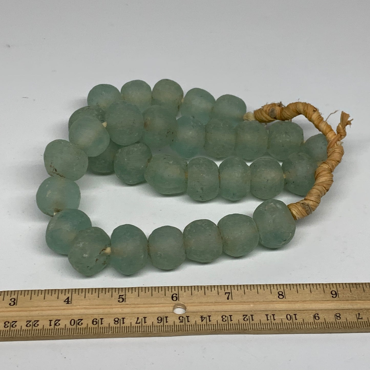 0.83 lbs, 16mm-19mm, 1 Strand, 30 beads, Green/Blue Sea Glass Beads , B35725