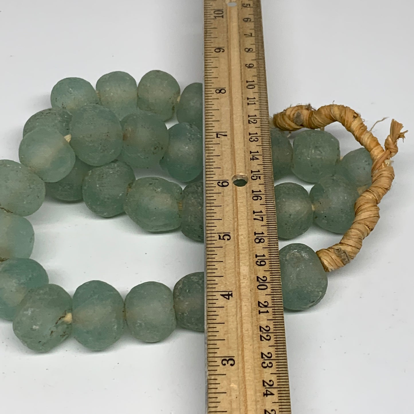 0.83 lbs, 16mm-19mm, 1 Strand, 30 beads, Green/Blue Sea Glass Beads , B35725
