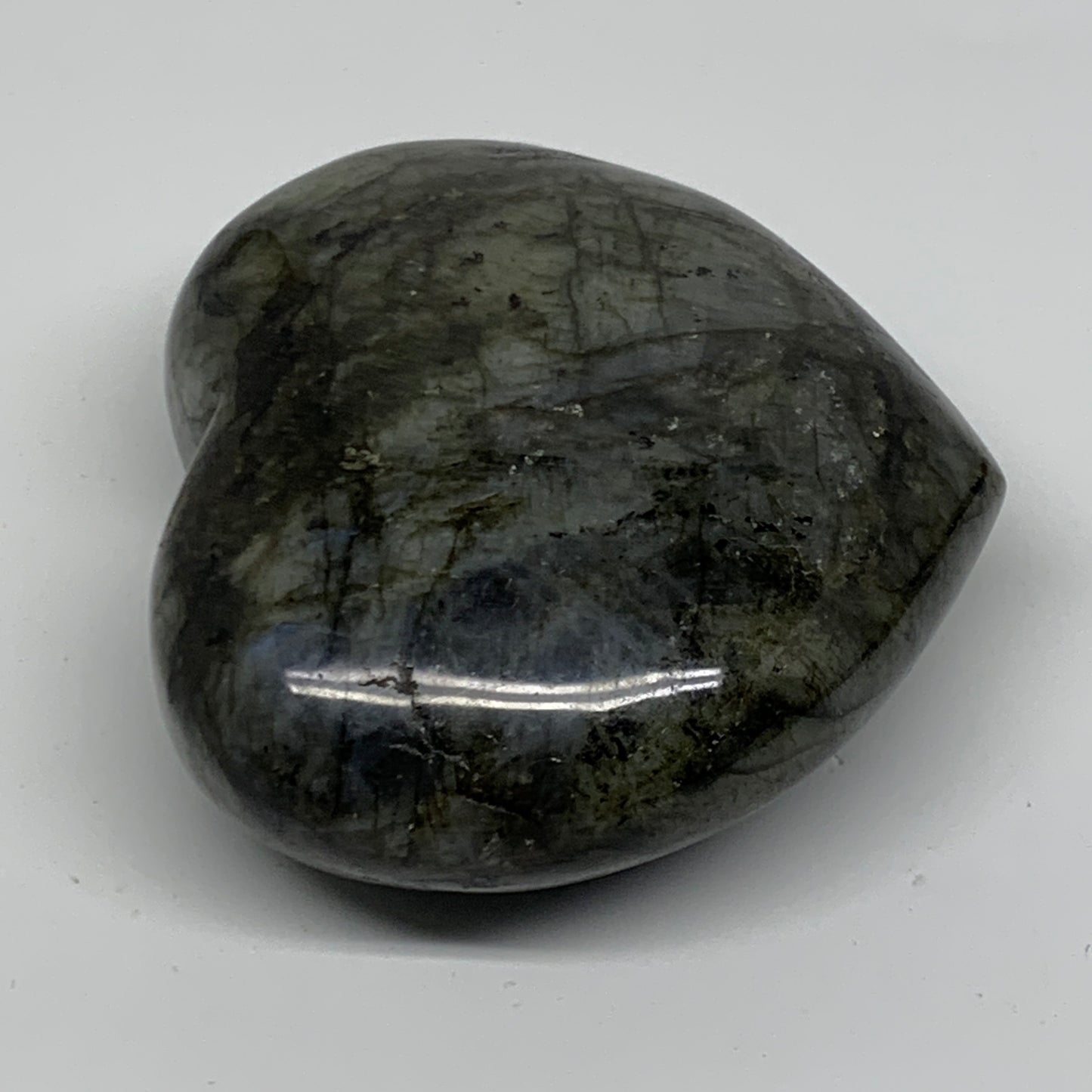 1.45 lbs, 3.9"x4.3"x1.7", Natural Labradorite Heart Polished Crystal, B37236
