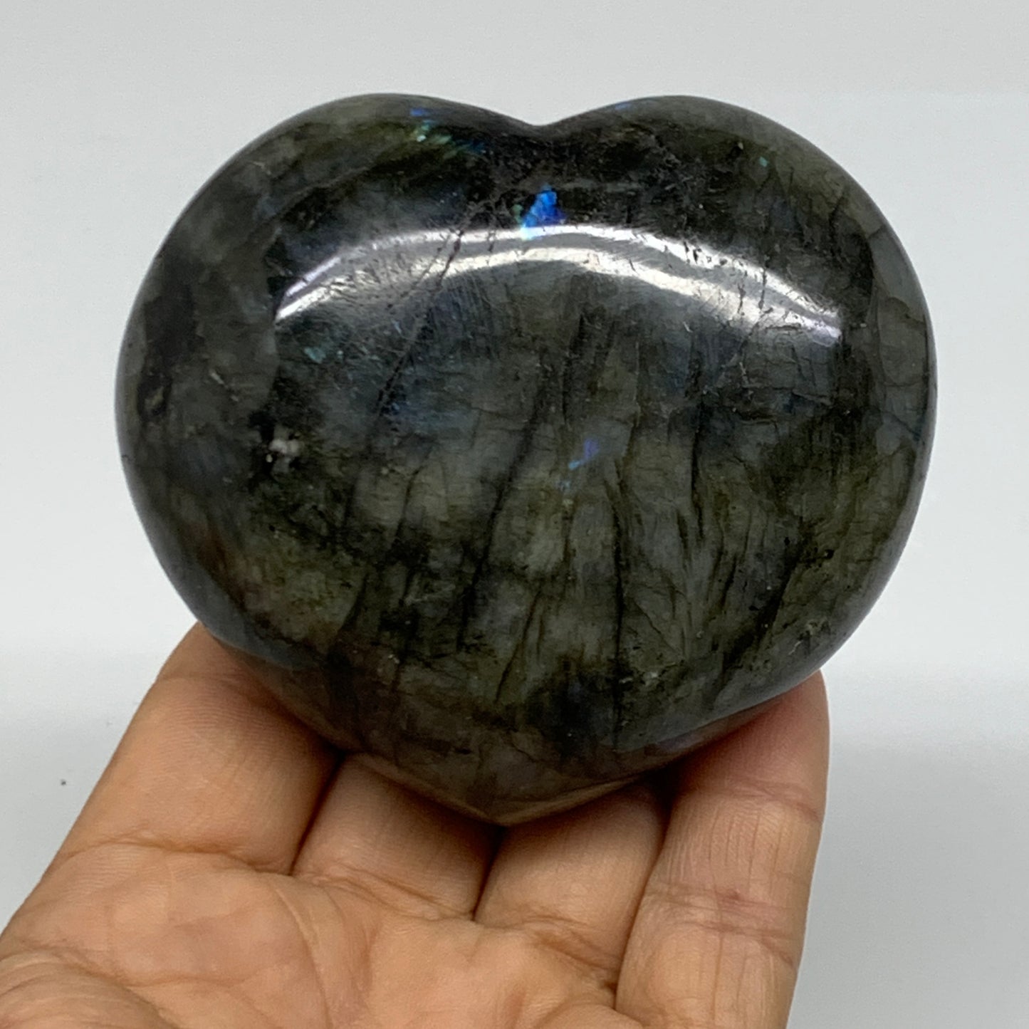 0.69 lbs, 2.8"x3.1"x1.4", Natural Labradorite Heart Polished Crystal, B37237