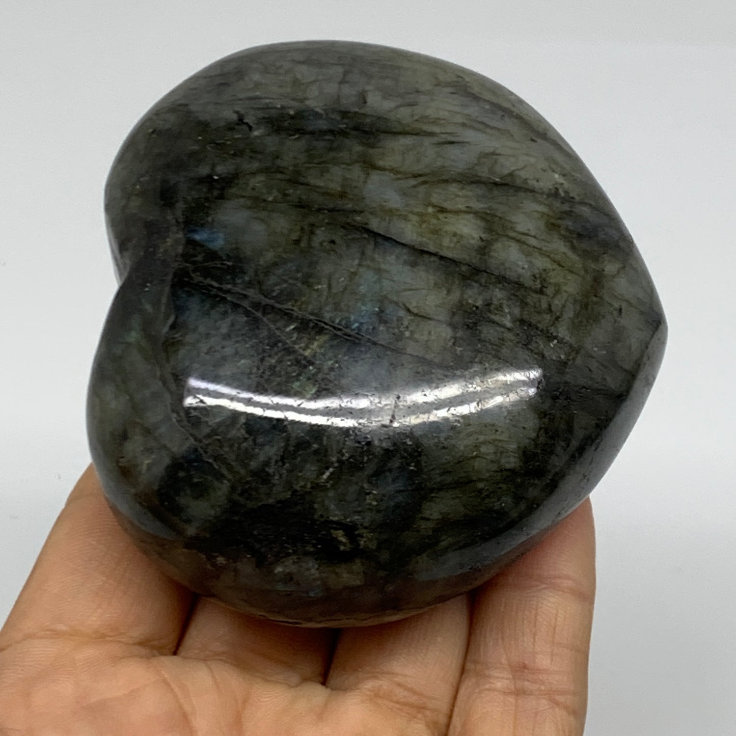 0.69 lbs, 2.8"x3.1"x1.4", Natural Labradorite Heart Polished Crystal, B37237