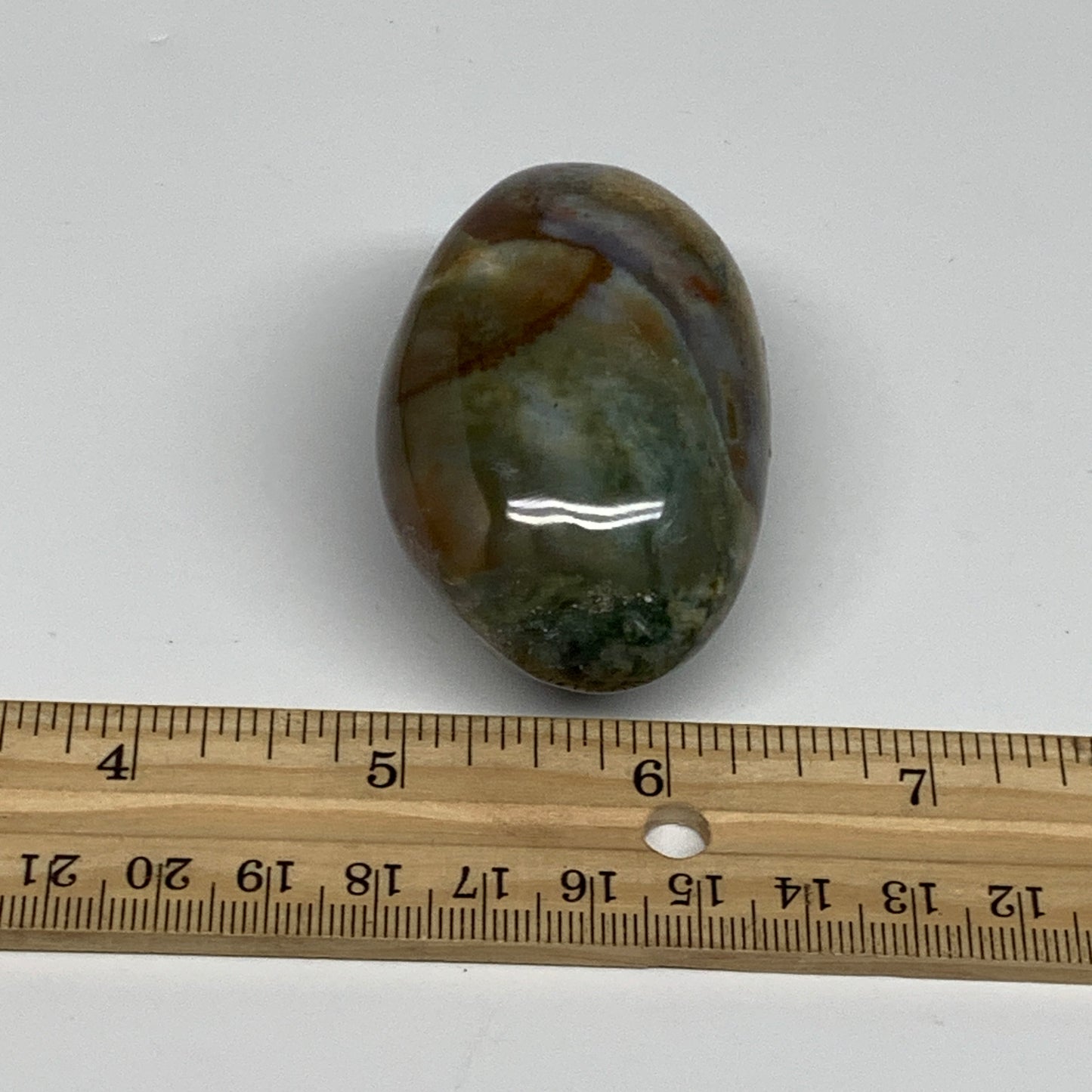 104.2g, 2.3"x1.5"x1.3" Natural Ocean Jasper Palm-Stone Orbicular Jasper, B30823