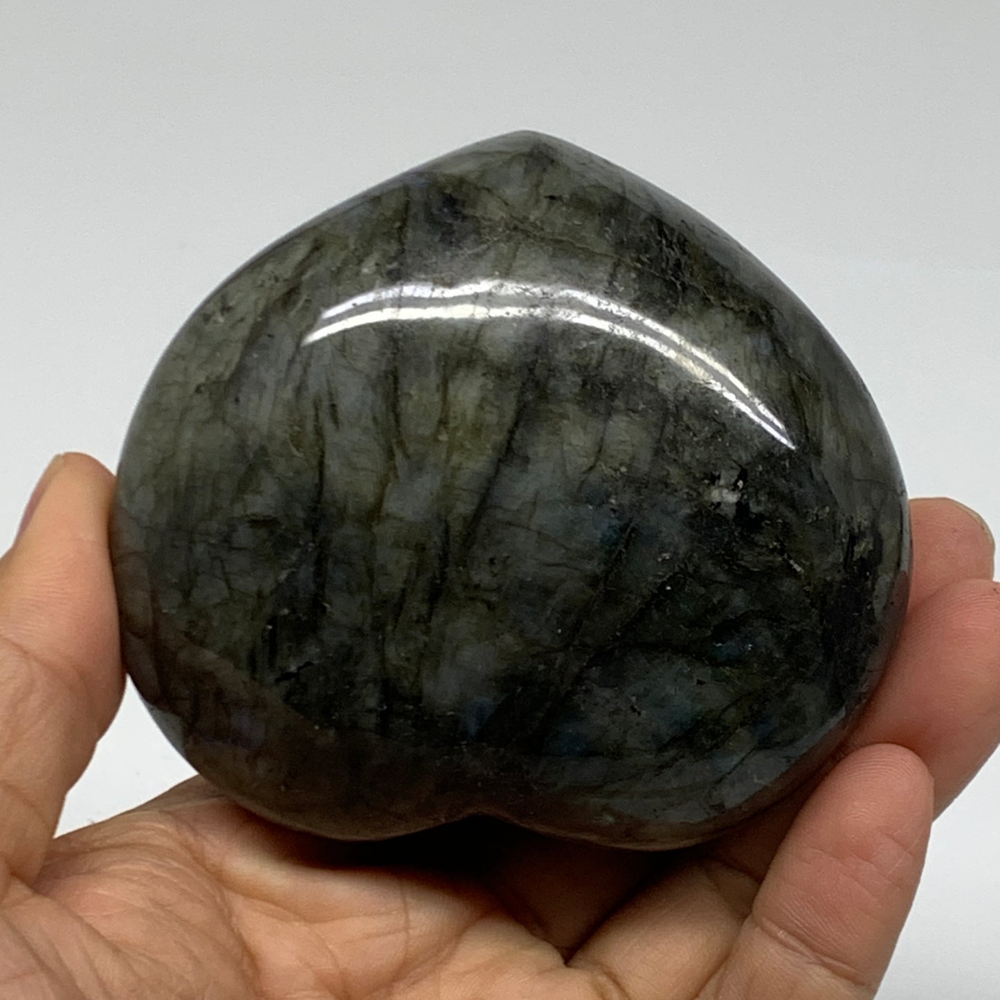 0.69 lbs, 2.8"x3.1"x1.4", Natural Labradorite Heart Polished Crystal, B37237