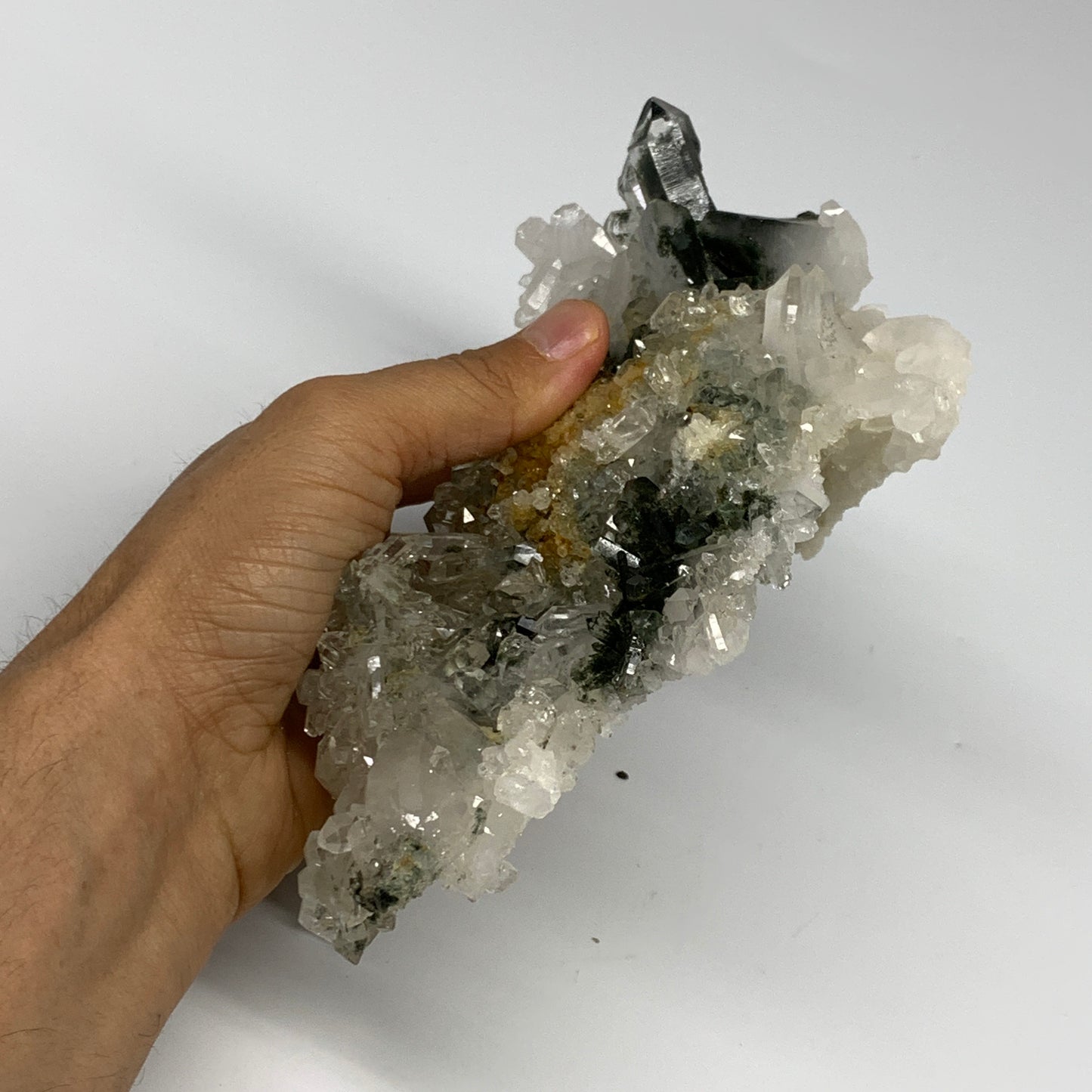 1.92 lbs, 6.7"x4.7"x3.6", Chlorine Quartz Crystal Mineral,Specimen Terminated,B2