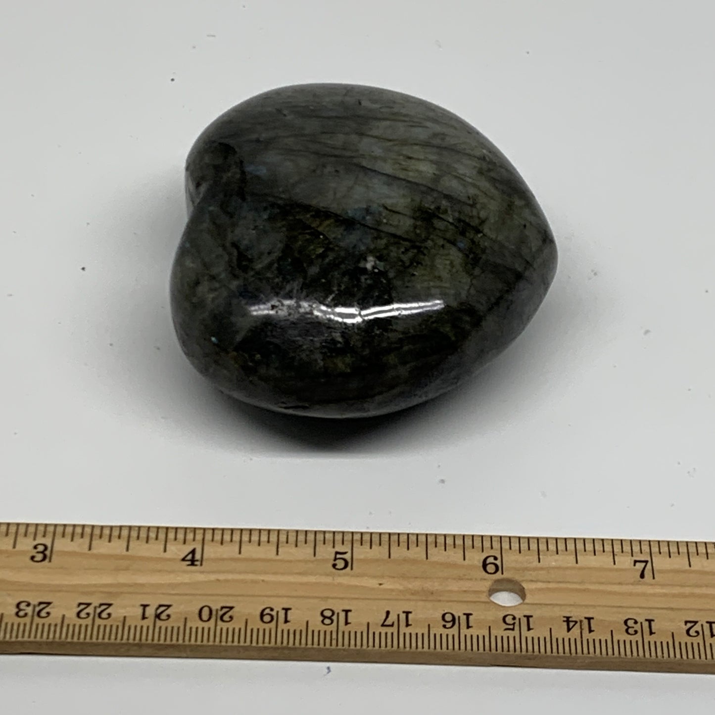 0.69 lbs, 2.8"x3.1"x1.4", Natural Labradorite Heart Polished Crystal, B37237