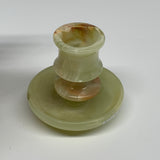 178g, 2.6"x1.4"x2.9", Natural Green Onyx Candle Holder Gemstone Carved, B32219