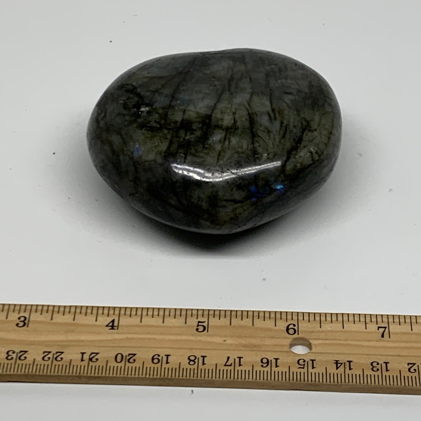 0.69 lbs, 2.8"x3.1"x1.4", Natural Labradorite Heart Polished Crystal, B37237