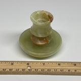 178g, 2.6"x1.4"x2.9", Natural Green Onyx Candle Holder Gemstone Carved, B32219
