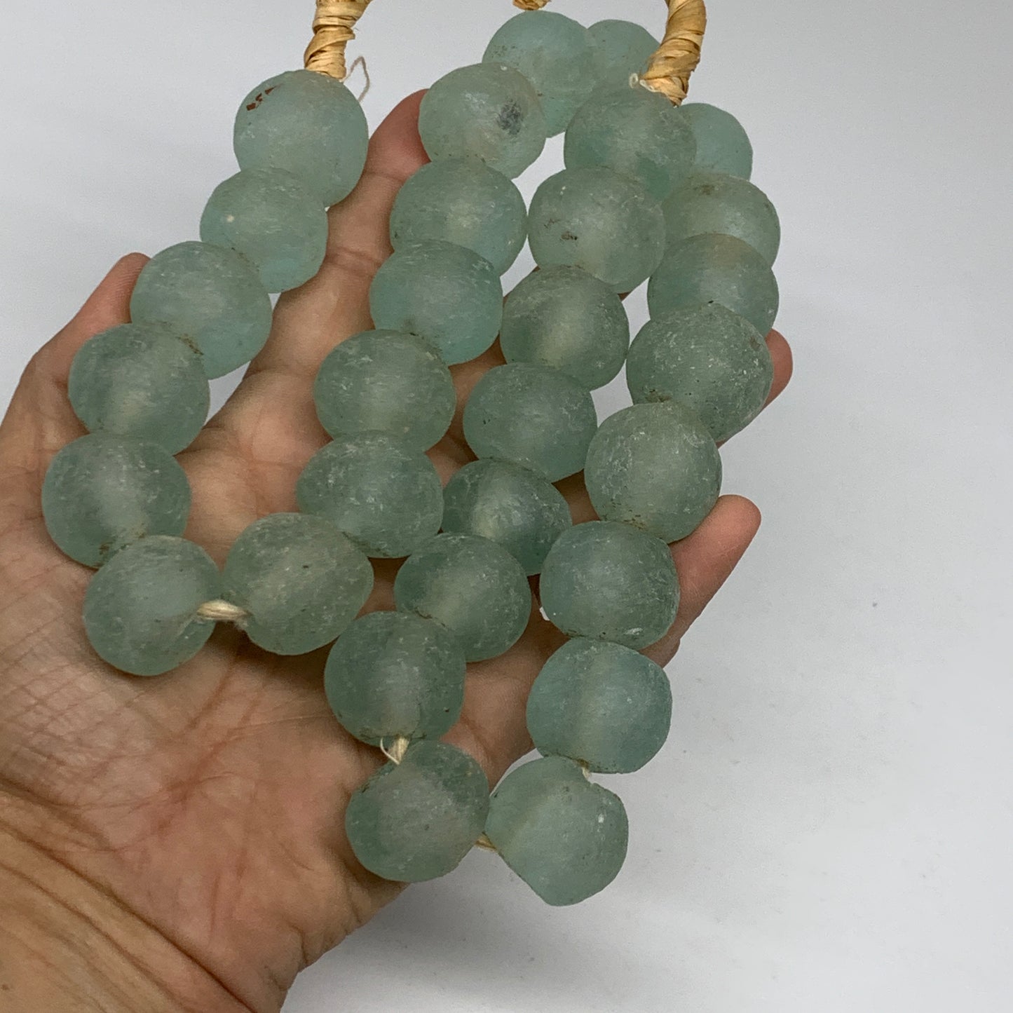 1 lbs, 16mm-22mm, 1 Strand, 30 beads, Green/Blue Sea Glass Beads , B35727