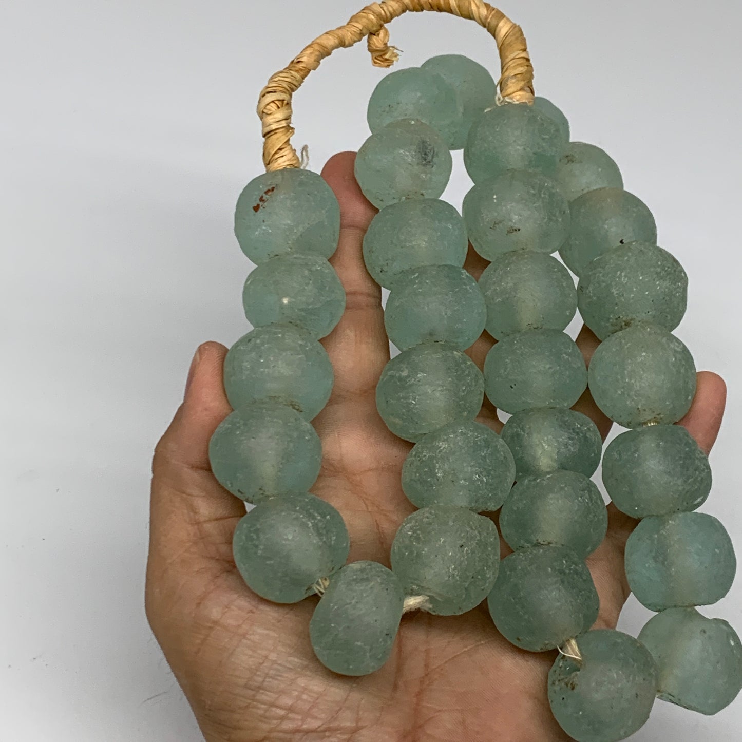 1 lbs, 16mm-22mm, 1 Strand, 30 beads, Green/Blue Sea Glass Beads , B35727