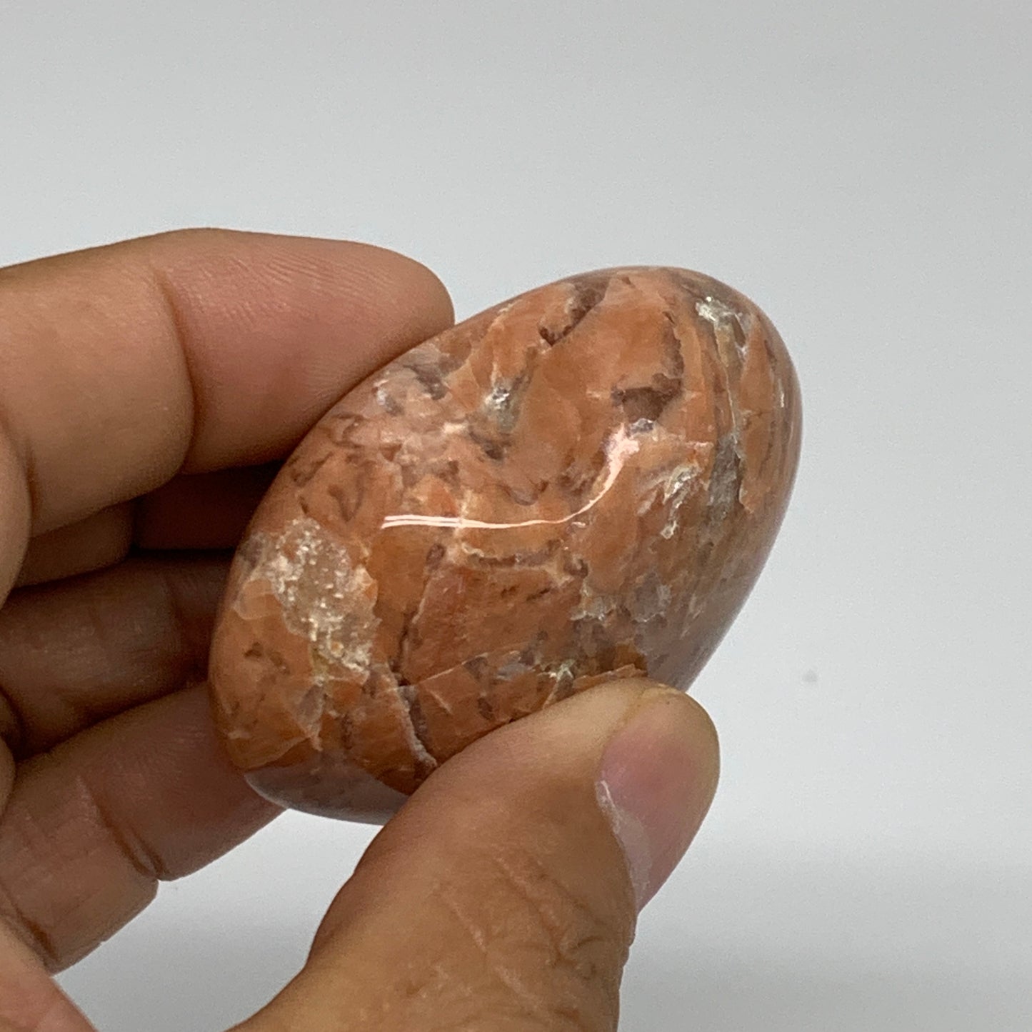 75.4g, 1.8"x2"x1", Peach Moonstone Heart Crystal Polished, B35018