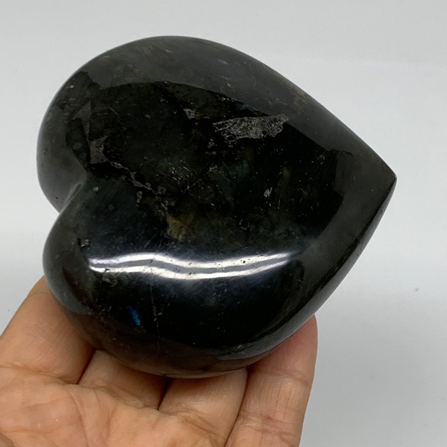 0.78 lbs, 3.3"x3.4"x1.4", Natural Labradorite Heart Polished Crystal, B37238