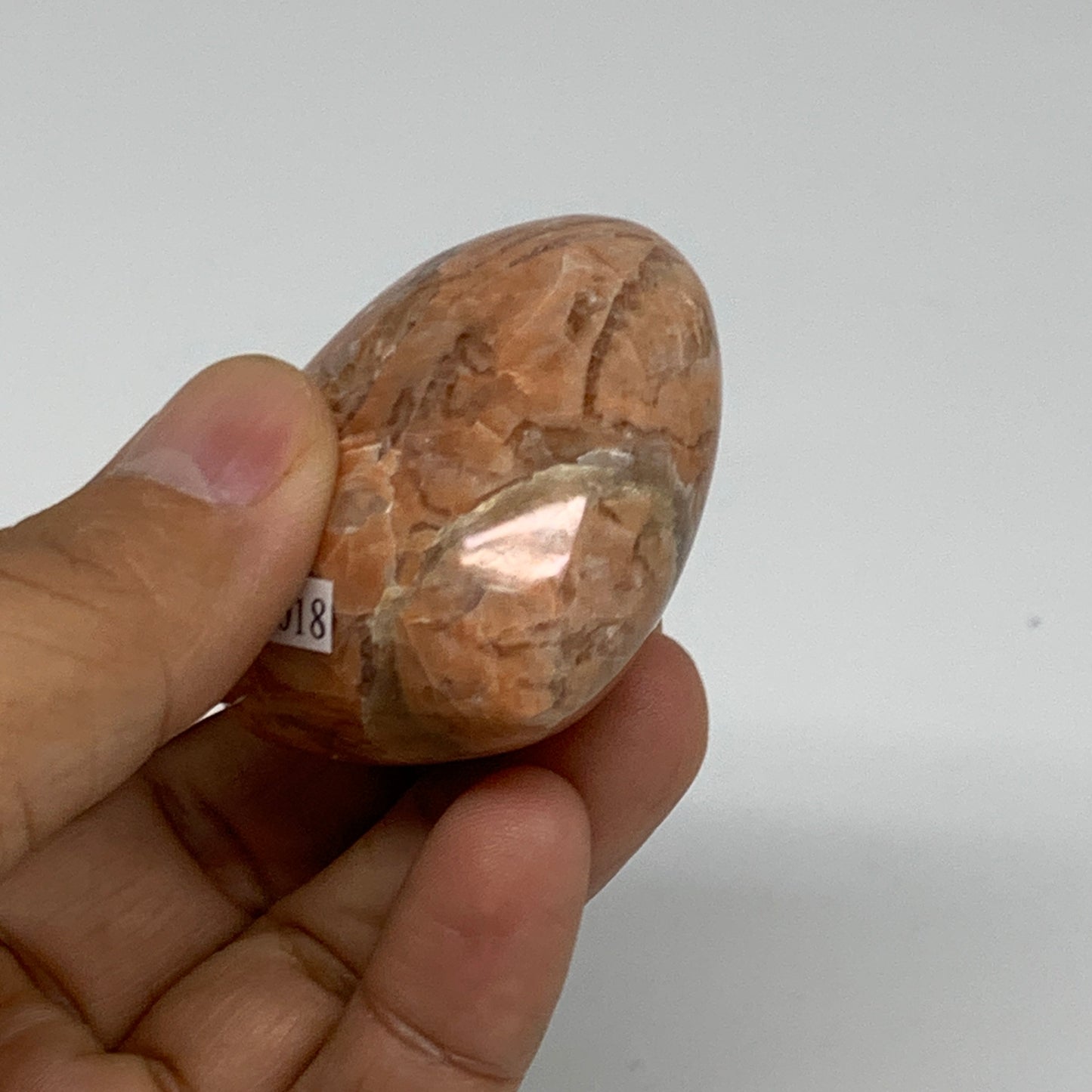 75.4g, 1.8"x2"x1", Peach Moonstone Heart Crystal Polished, B35018
