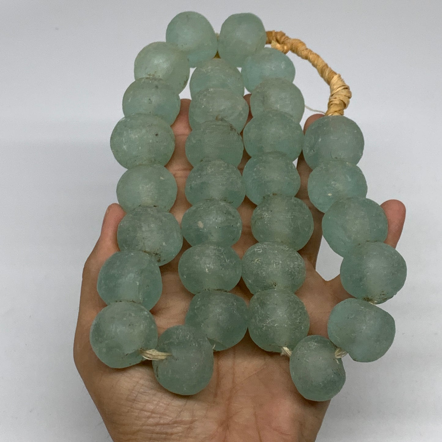 1 lbs, 16mm-22mm, 1 Strand, 30 beads, Green/Blue Sea Glass Beads , B35727