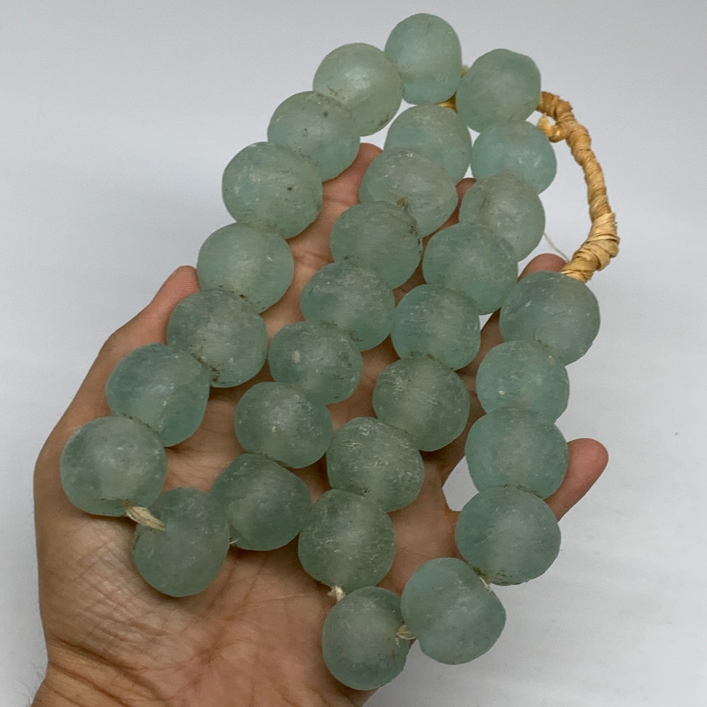 1 lbs, 16mm-22mm, 1 Strand, 30 beads, Green/Blue Sea Glass Beads , B35727