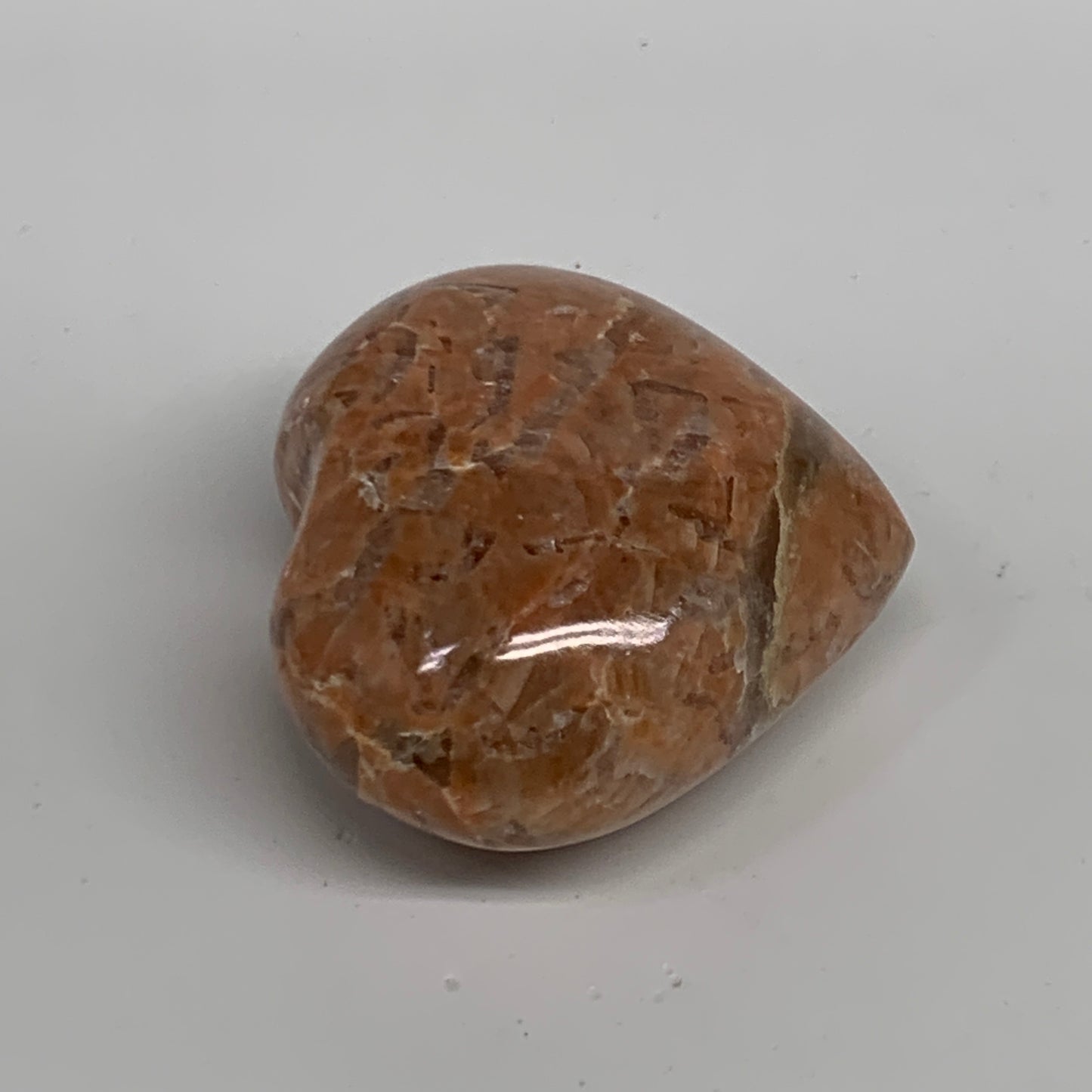 75.4g, 1.8"x2"x1", Peach Moonstone Heart Crystal Polished, B35018