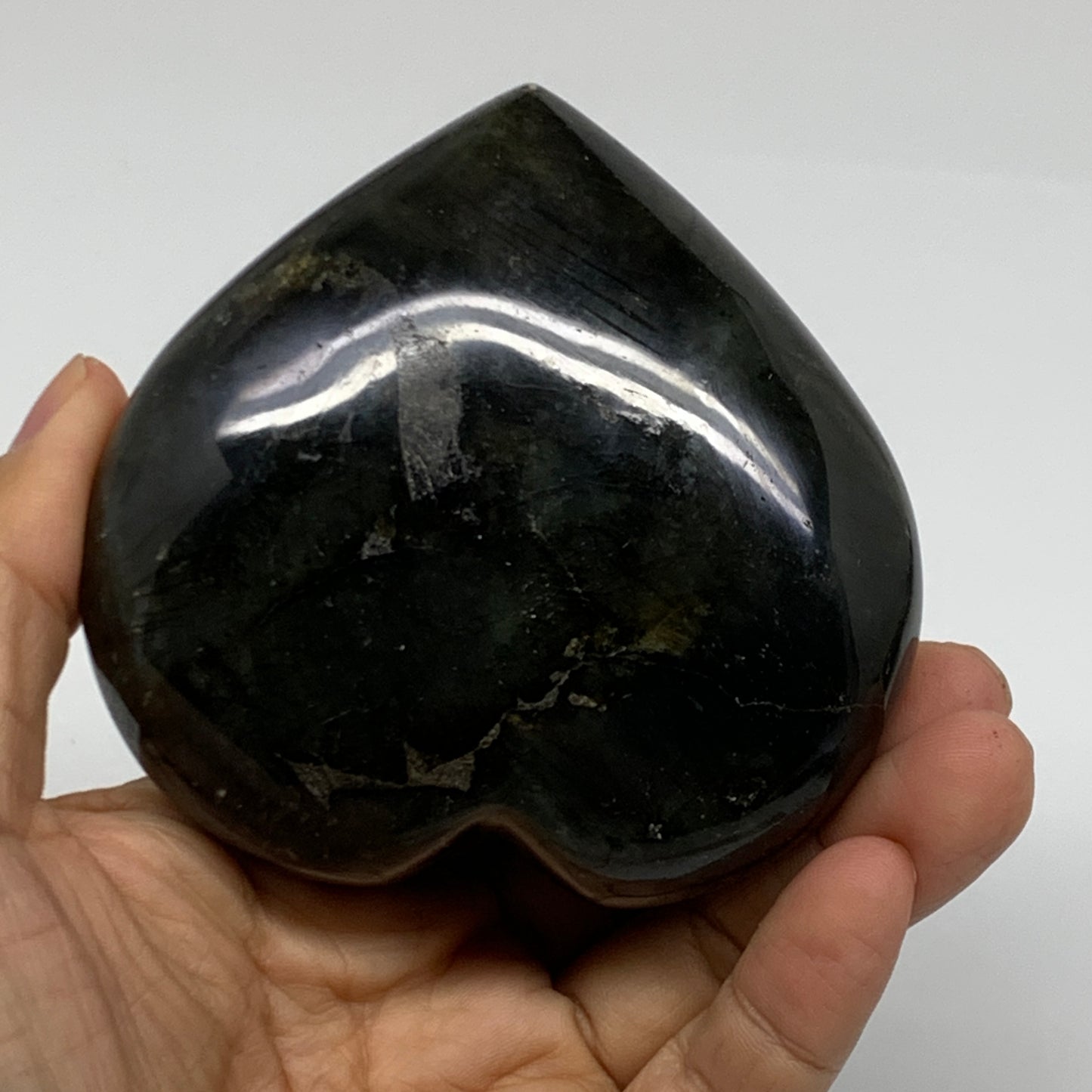 0.78 lbs, 3.3"x3.4"x1.4", Natural Labradorite Heart Polished Crystal, B37238
