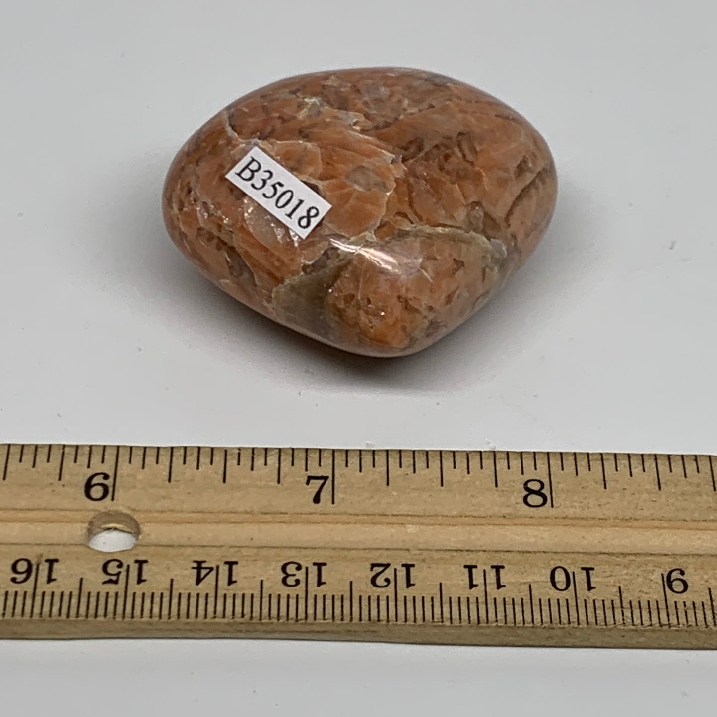 75.4g, 1.8"x2"x1", Peach Moonstone Heart Crystal Polished, B35018