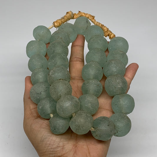 1.12 lbs, 18mm-23mm, 1 Strand, 30 beads, Green/Blue Sea Glass Beads , B35728