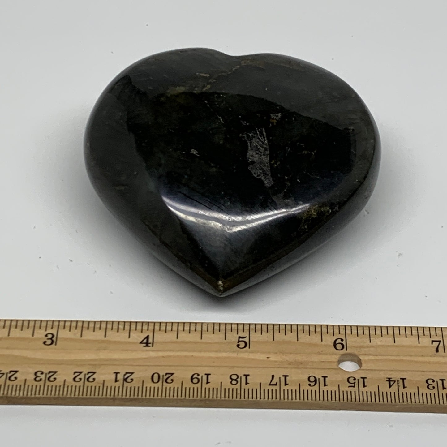 0.78 lbs, 3.3"x3.4"x1.4", Natural Labradorite Heart Polished Crystal, B37238