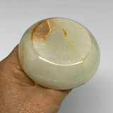 207g, 2.7"x1.4"x2.9", Natural Green Onyx Candle Holder Gemstone Carved, B32220