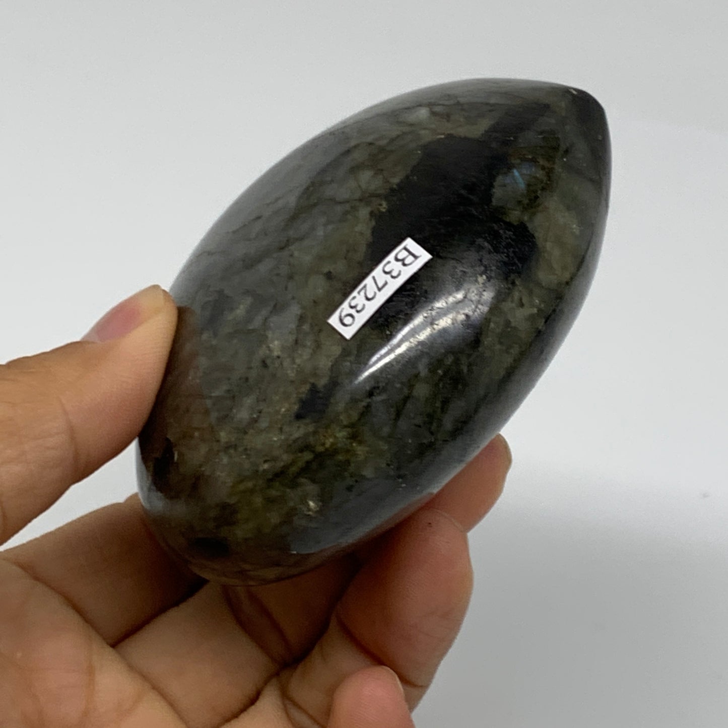 0.8 lbs, 3.2"x3.3"x1.5", Natural Labradorite Heart Polished Crystal, B37239