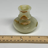 207g, 2.7"x1.4"x2.9", Natural Green Onyx Candle Holder Gemstone Carved, B32220