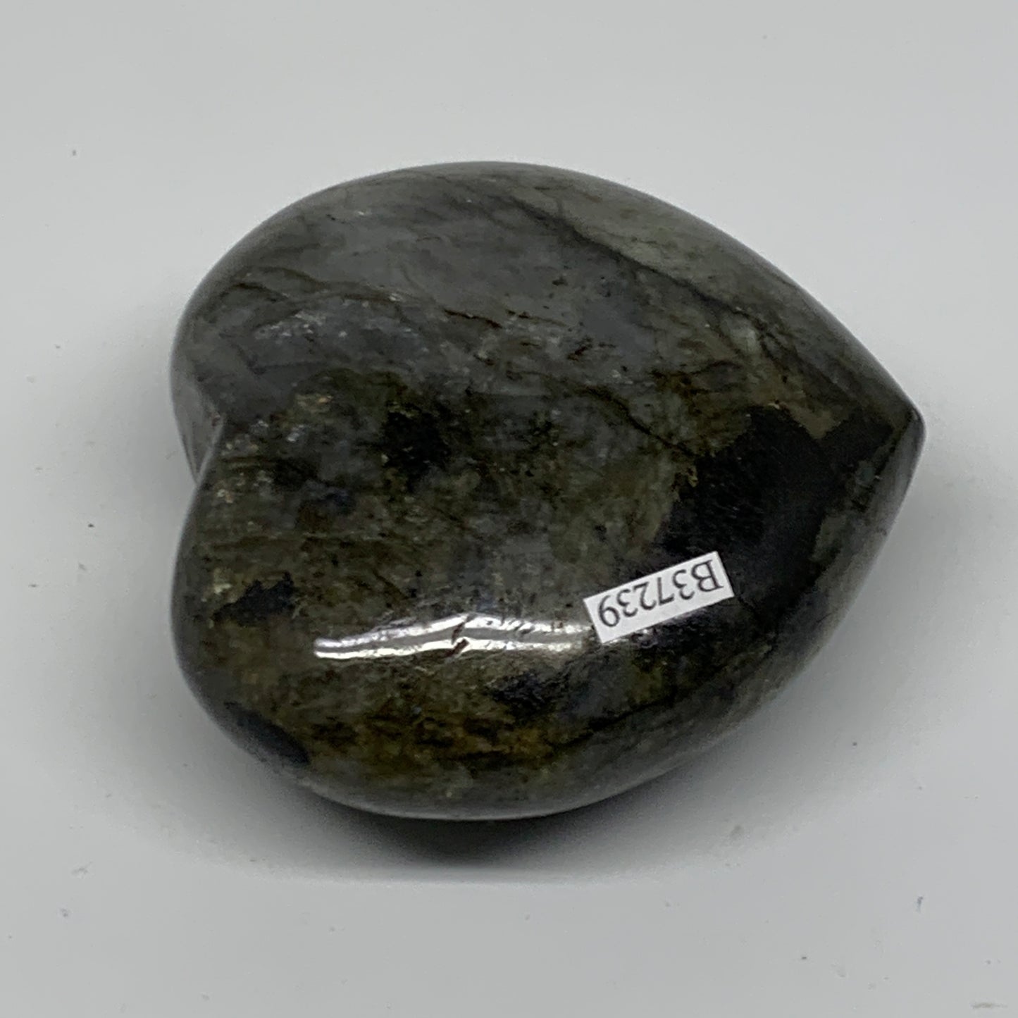 0.8 lbs, 3.2"x3.3"x1.5", Natural Labradorite Heart Polished Crystal, B37239