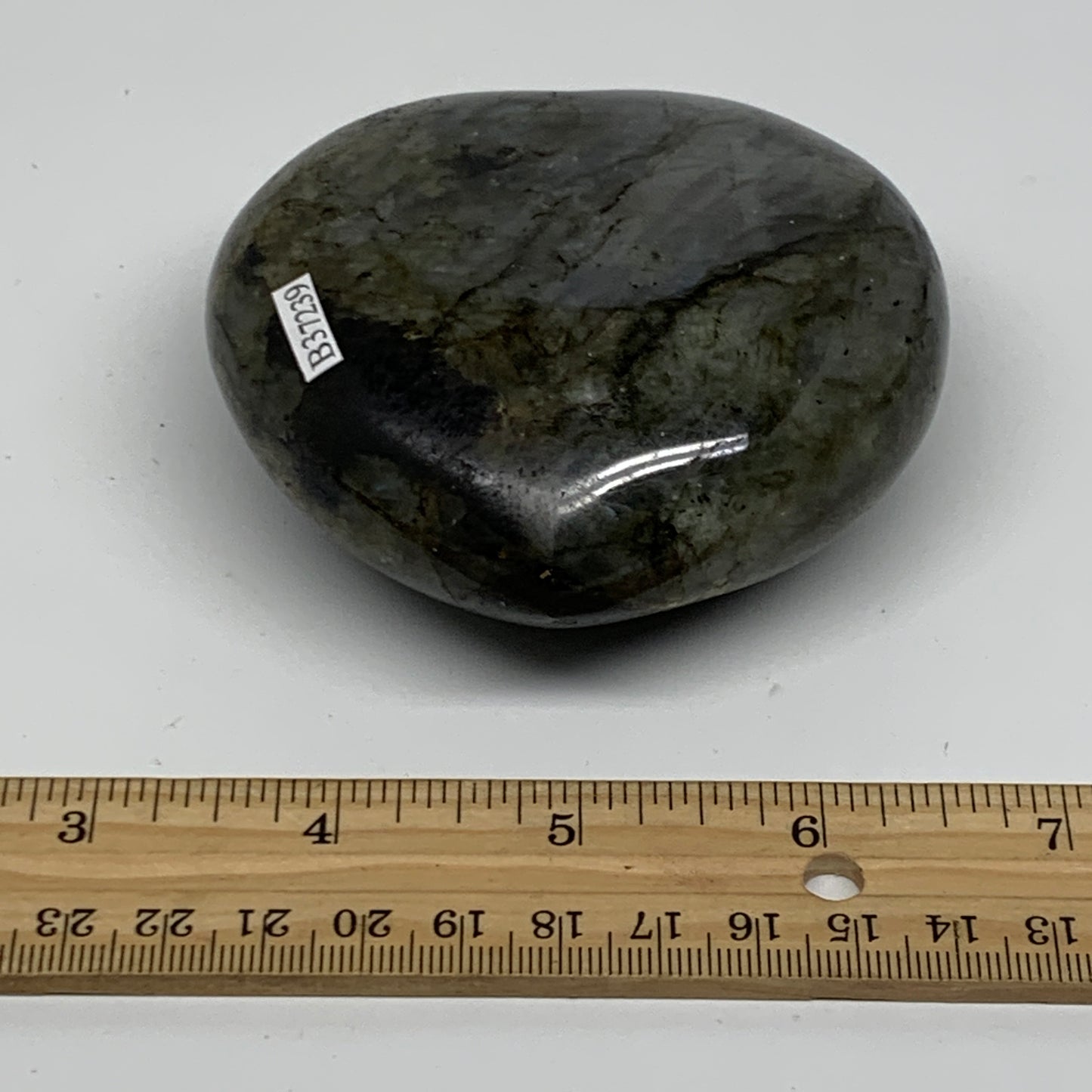 0.8 lbs, 3.2"x3.3"x1.5", Natural Labradorite Heart Polished Crystal, B37239