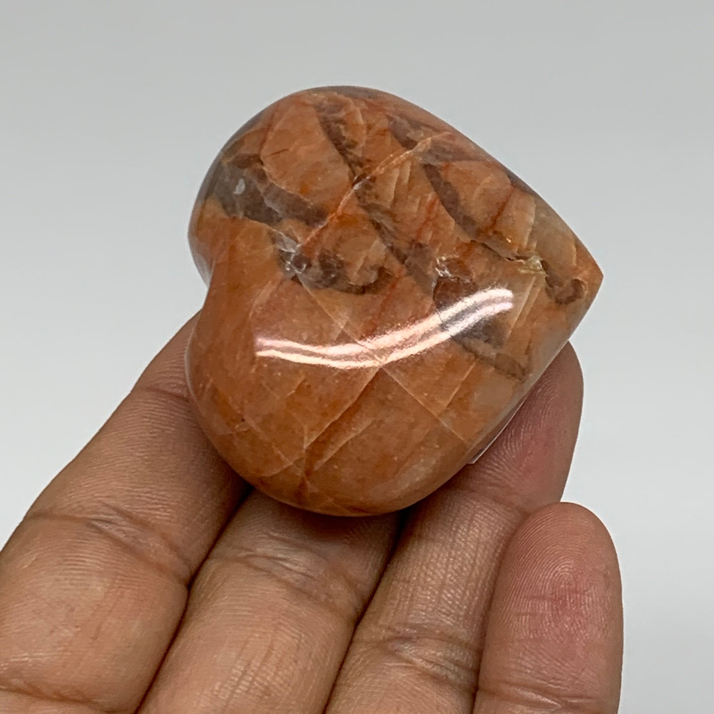 67.9g, 1.8"x2"x0.9", Peach Moonstone Heart Crystal Polished, B35020