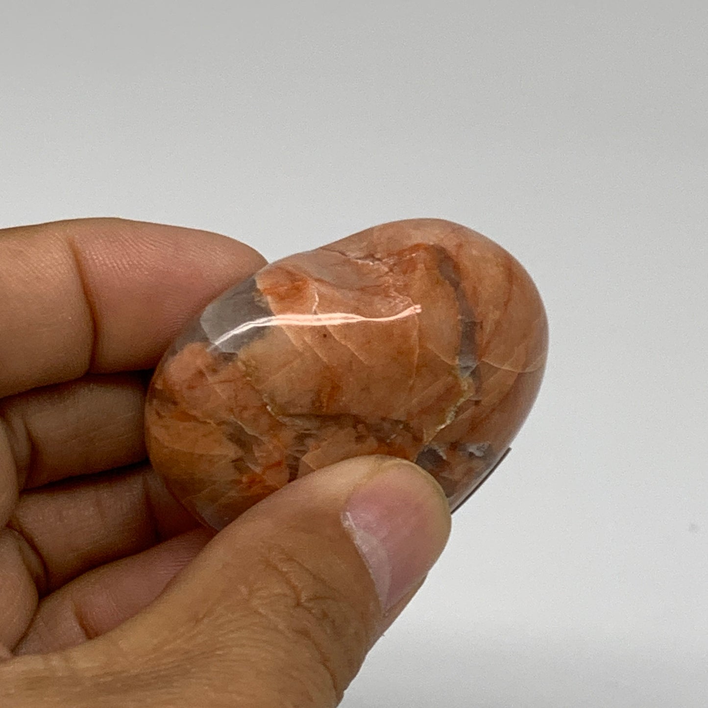 67.9g, 1.8"x2"x0.9", Peach Moonstone Heart Crystal Polished, B35020