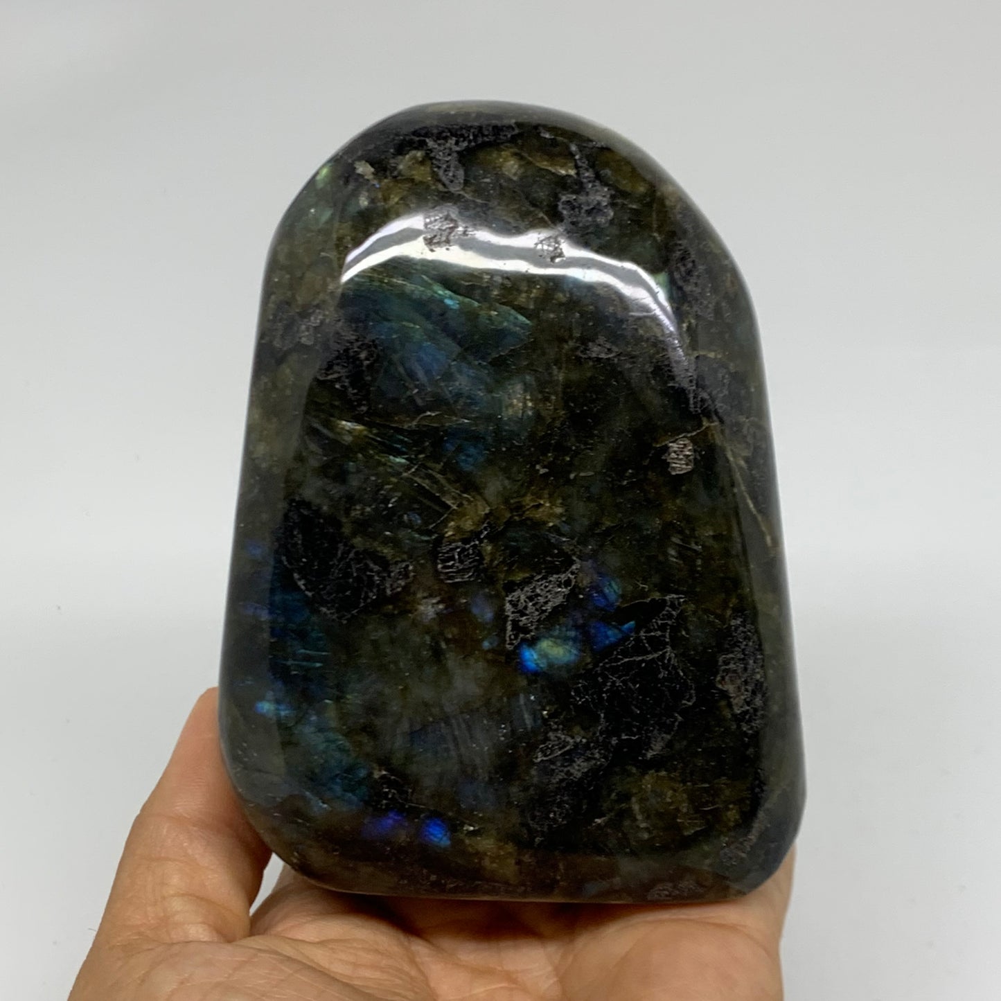 1.84 lbs, 4.3"x3.3"x1.8" Natural Labradorite Crystal Gemstones Freeform, B38079