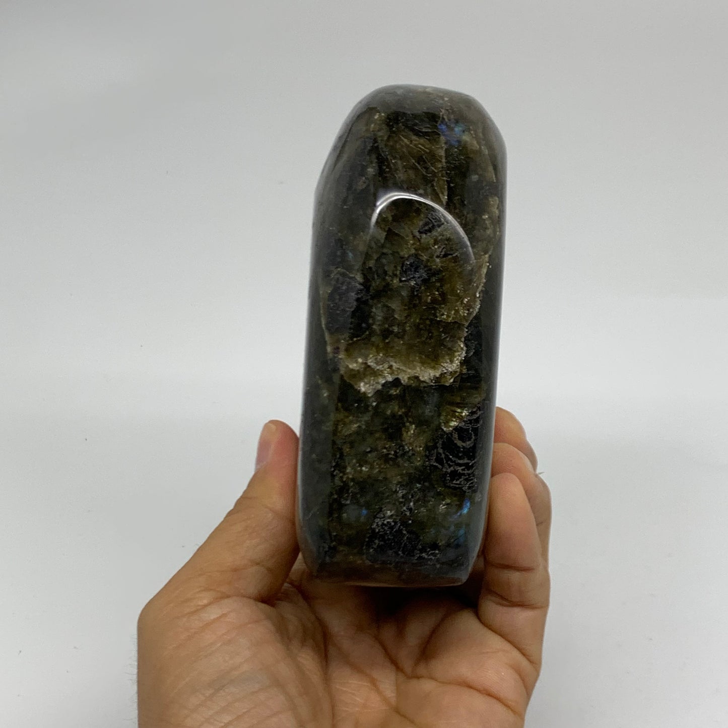 1.84 lbs, 4.3"x3.3"x1.8" Natural Labradorite Crystal Gemstones Freeform, B38079