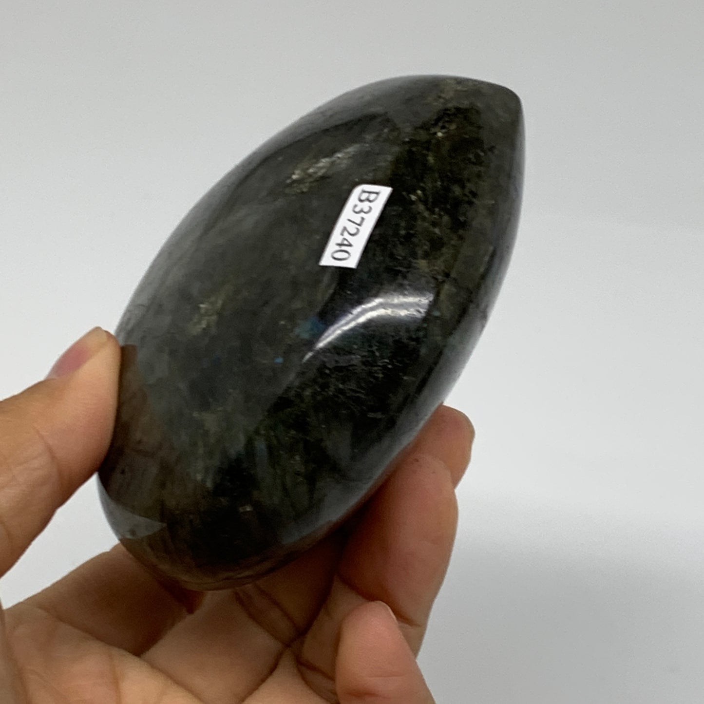 1.06 lbs, 3.5"x3.6"x1.7", Natural Labradorite Heart Polished Crystal, B37240