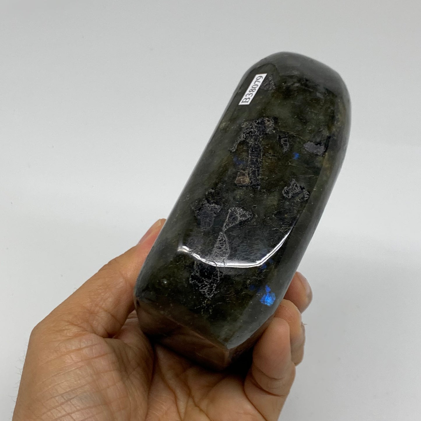 1.84 lbs, 4.3"x3.3"x1.8" Natural Labradorite Crystal Gemstones Freeform, B38079