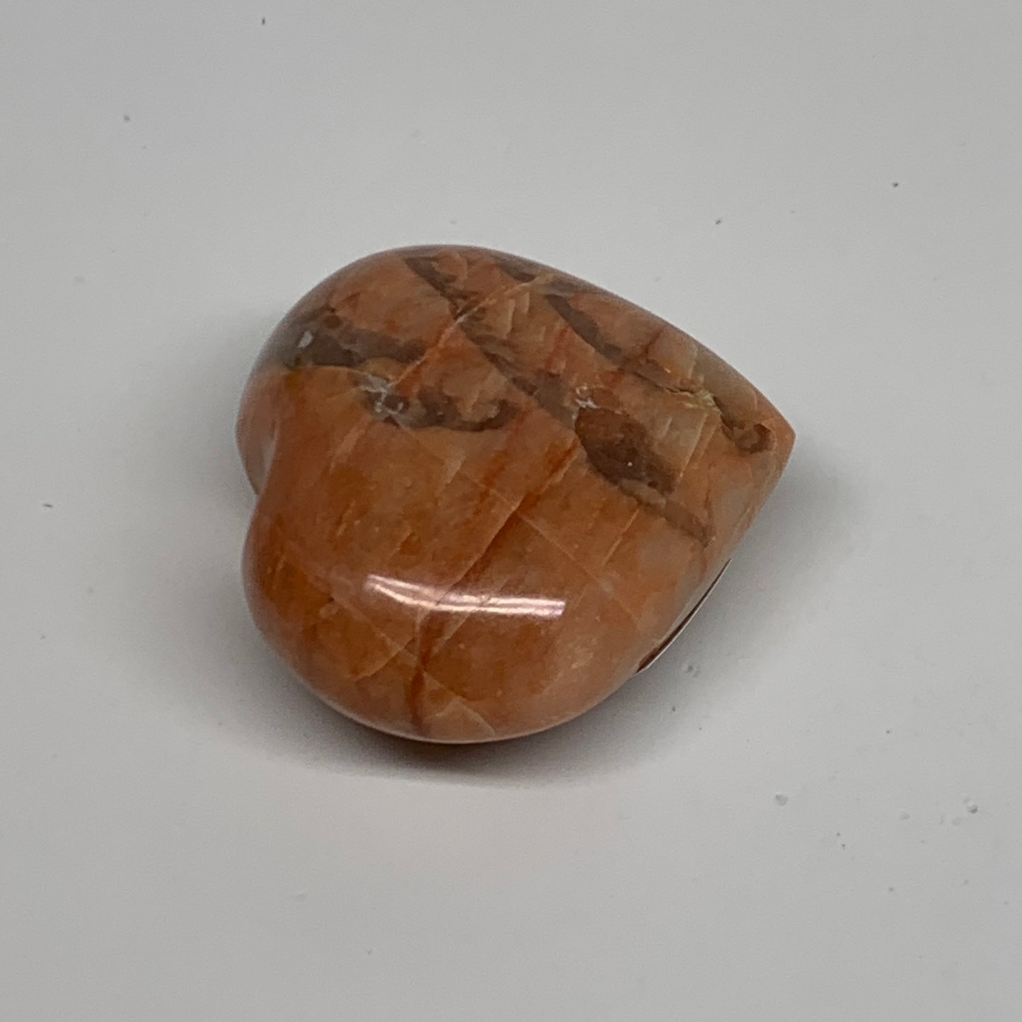 67.9g, 1.8"x2"x0.9", Peach Moonstone Heart Crystal Polished, B35020