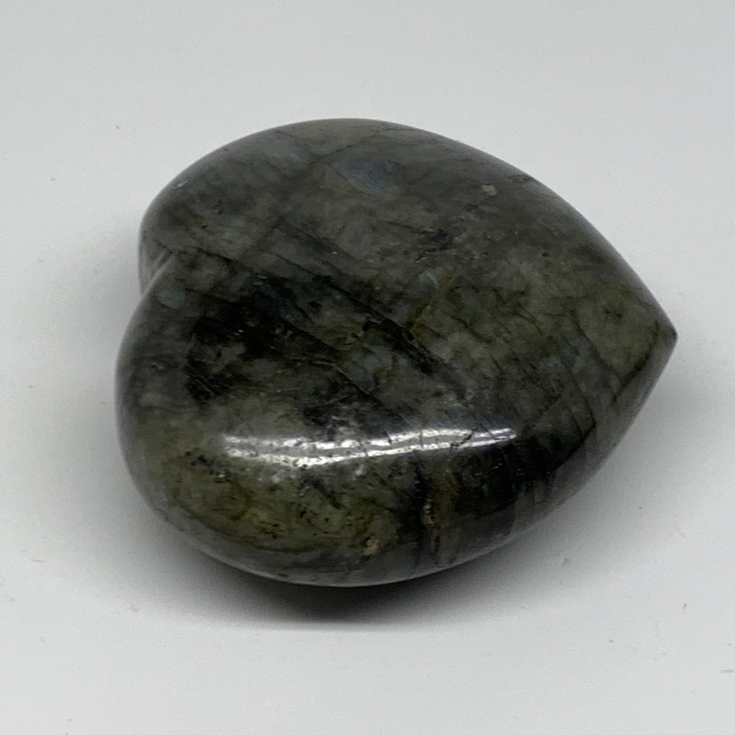 1.06 lbs, 3.5"x3.6"x1.7", Natural Labradorite Heart Polished Crystal, B37240