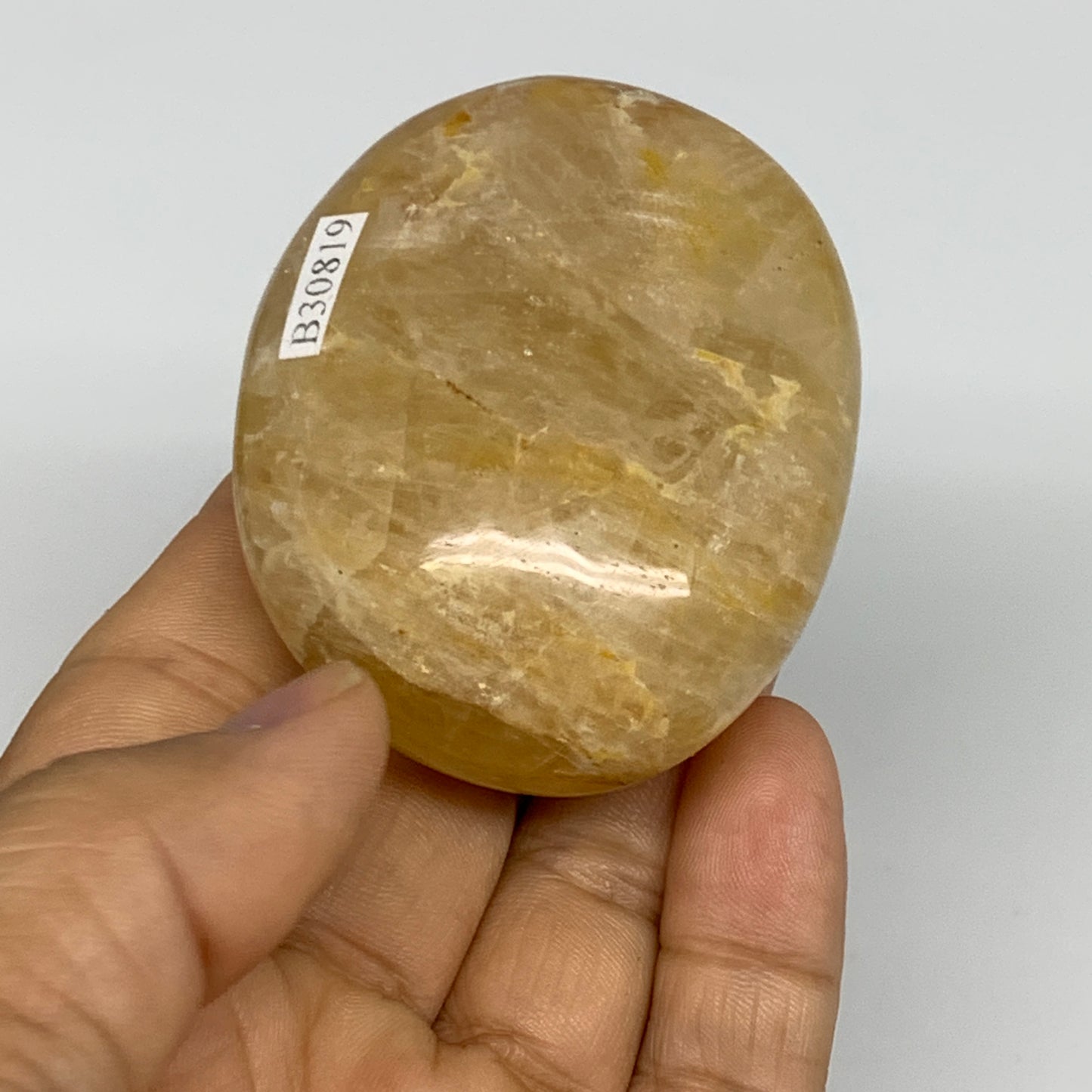 132.1g, 2.4"x1.9"x1.1" Natural Yellow Quartz Palm Stone Healing Quartz, B30819
