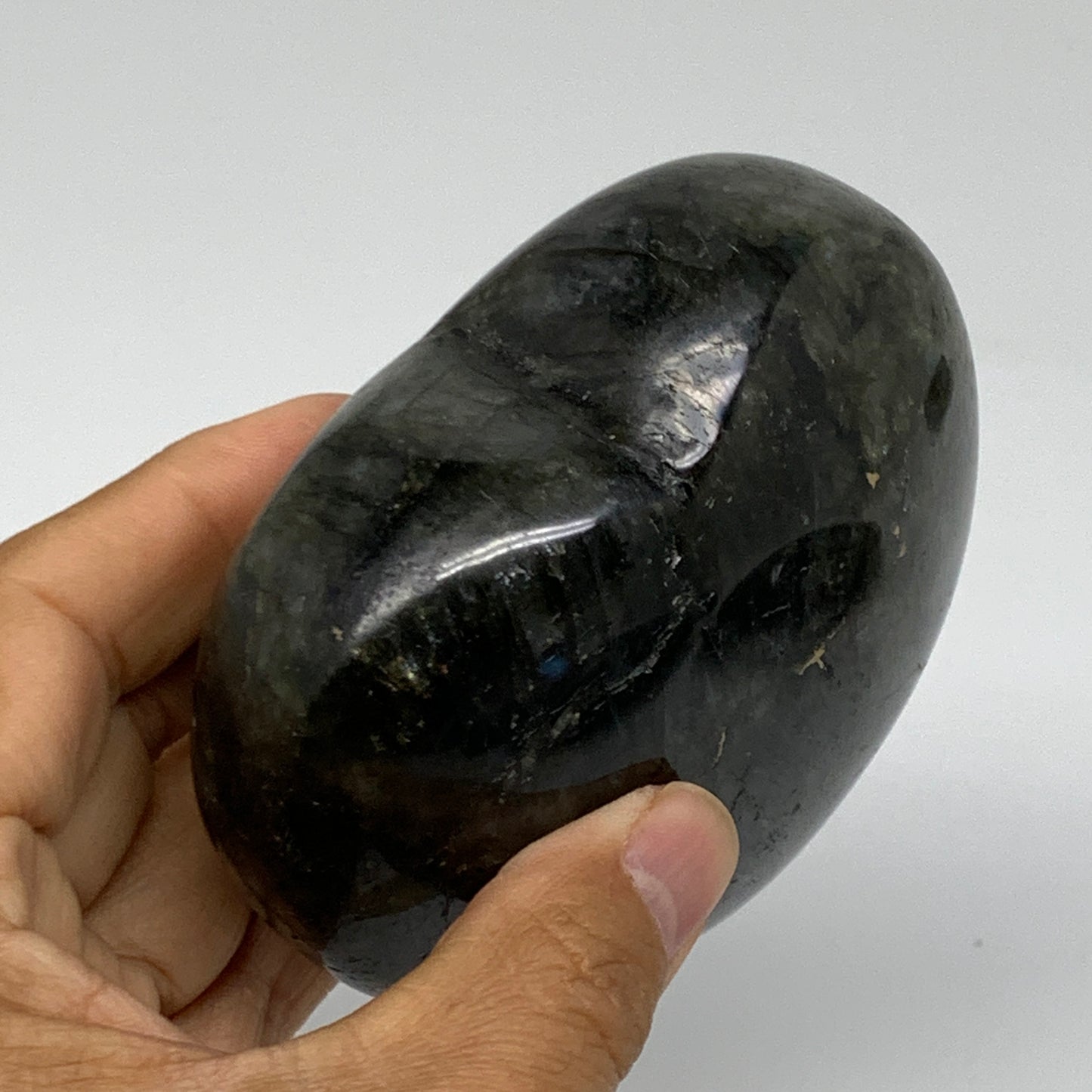 1.12 lbs, 3.4"x3.7"x1.7", Natural Labradorite Heart Polished Crystal, B37241