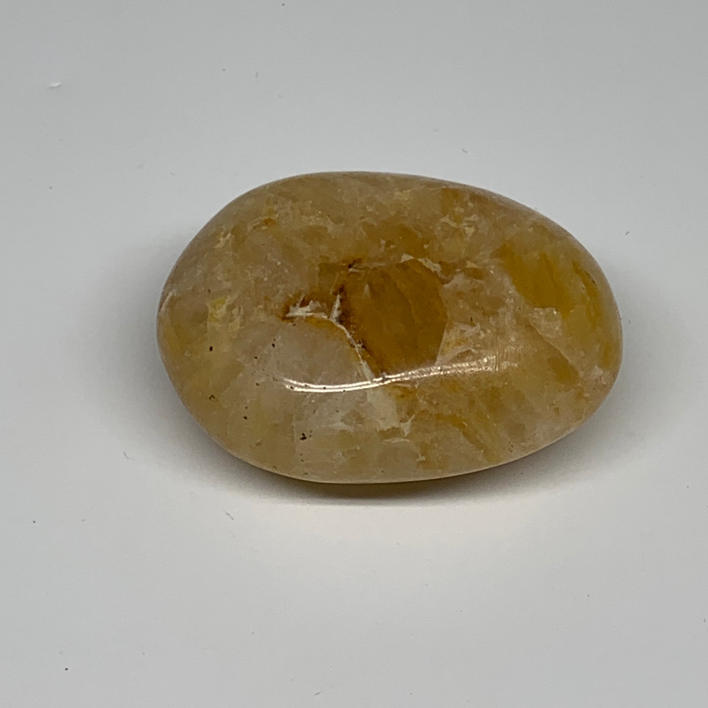 132.1g, 2.4"x1.9"x1.1" Natural Yellow Quartz Palm Stone Healing Quartz, B30819