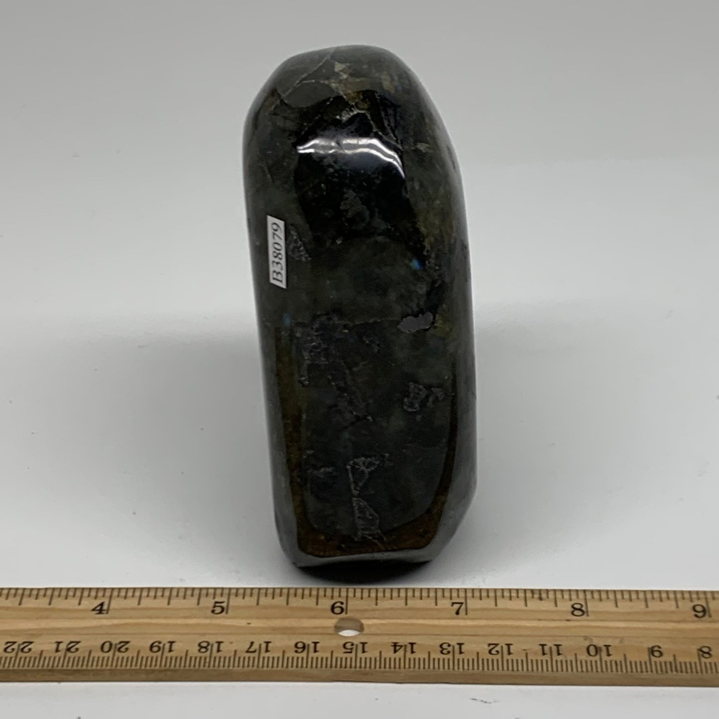 1.84 lbs, 4.3"x3.3"x1.8" Natural Labradorite Crystal Gemstones Freeform, B38079