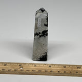 128.6g, 4"x1"x1" Rainbow Moonstone Tower Obelisk Point Crystal @India,B29288