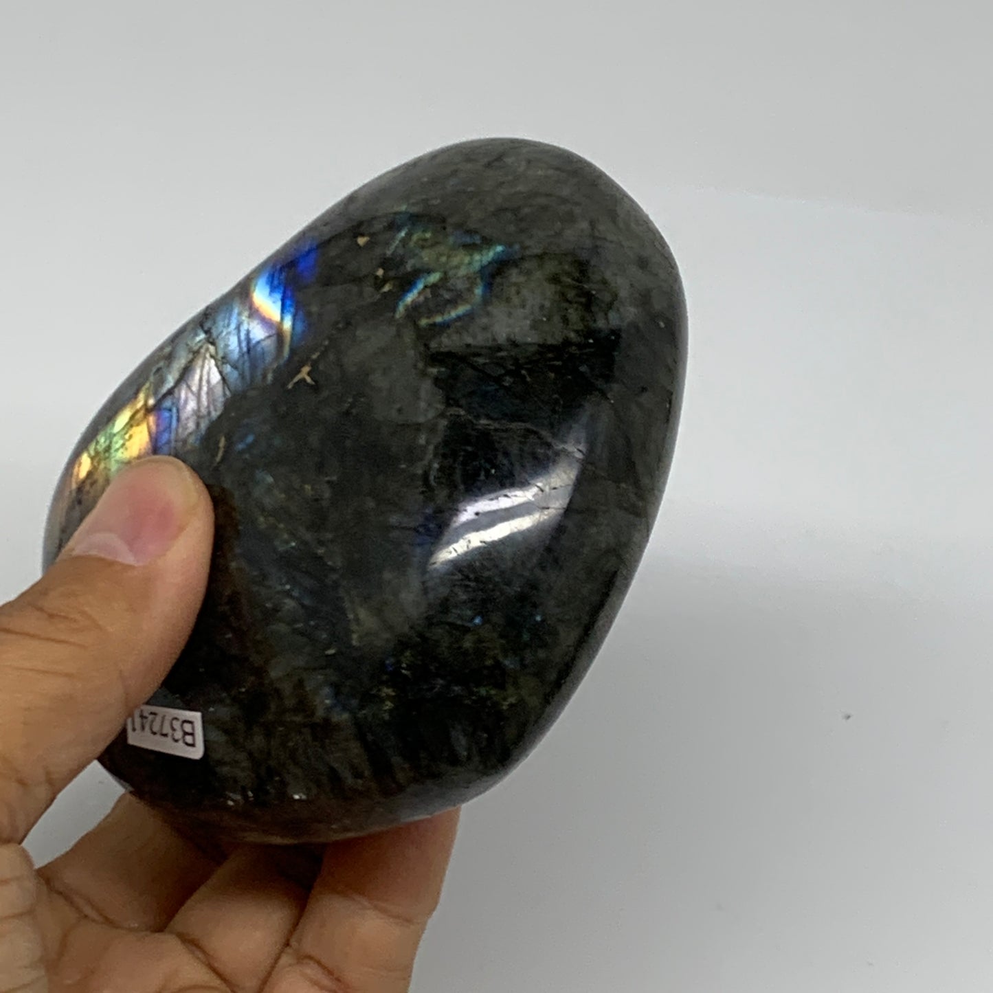 1.12 lbs, 3.4"x3.7"x1.7", Natural Labradorite Heart Polished Crystal, B37241