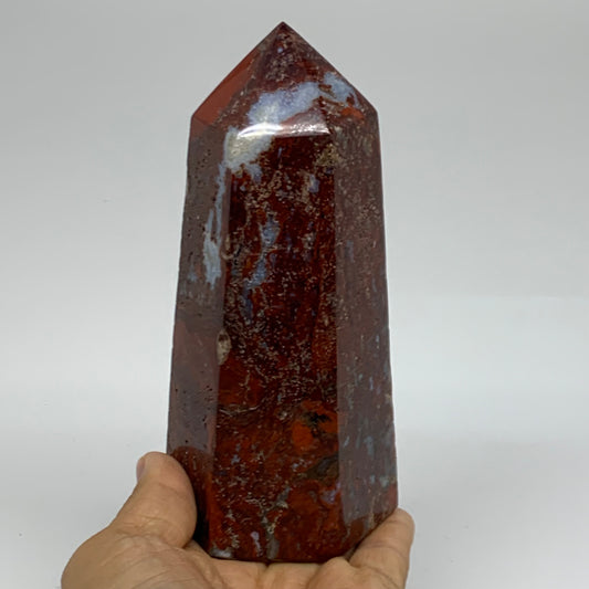 1.68 lbs, 5.7"x2.4", Natural Ocean Jasper Tower Point Obelisk Crystal, B38080