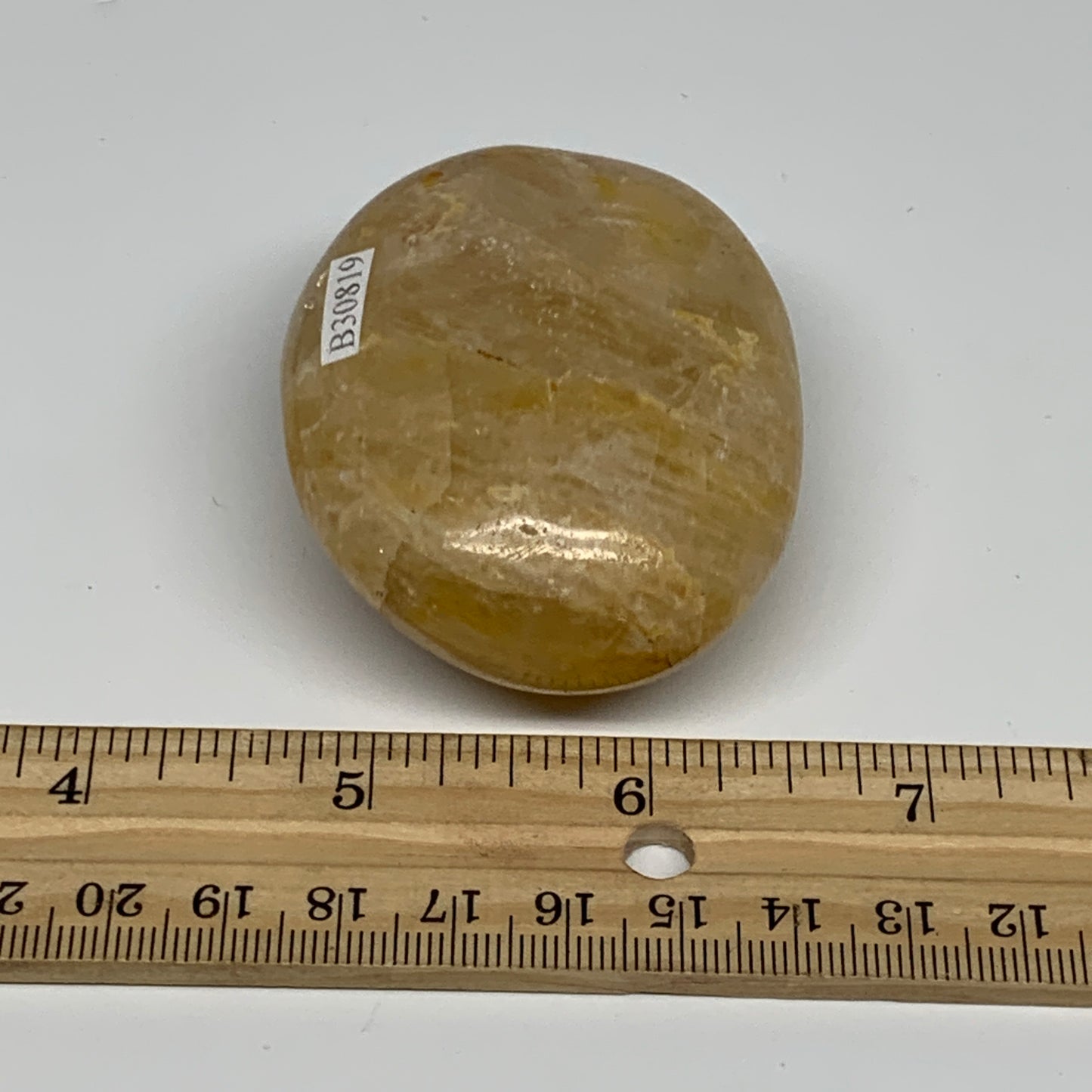 132.1g, 2.4"x1.9"x1.1" Natural Yellow Quartz Palm Stone Healing Quartz, B30819