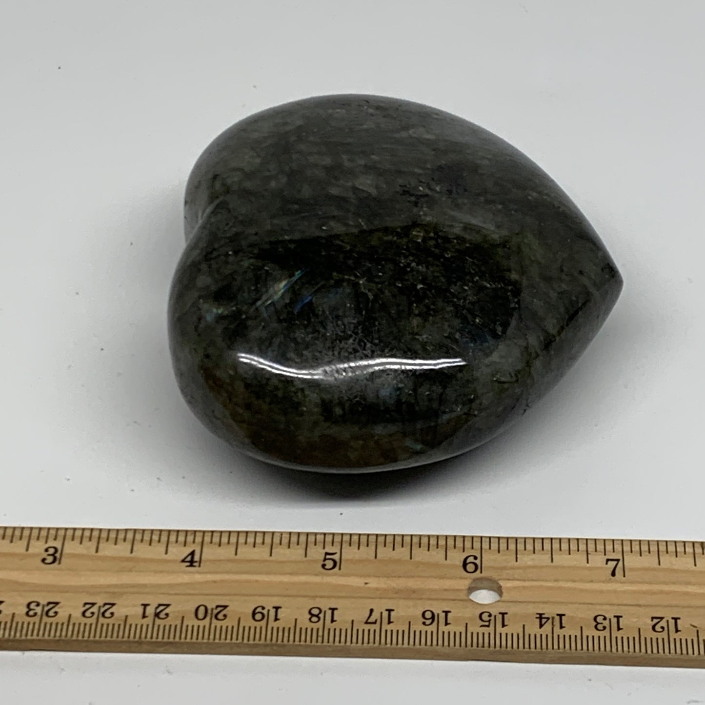 1.12 lbs, 3.4"x3.7"x1.7", Natural Labradorite Heart Polished Crystal, B37241